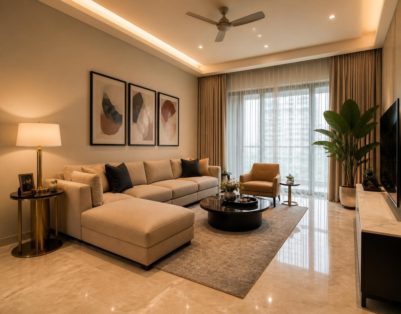 Furnished living room of a Rentostay managed rental home